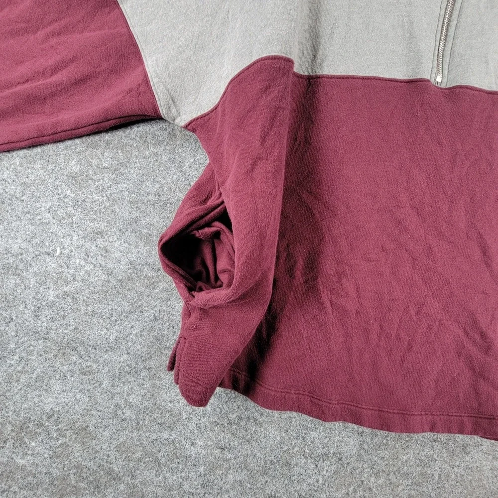 Victoria's Secret Varsity 1/2-Zip Sweatshirt Womens XL Gray‎ Maroon Love Pink